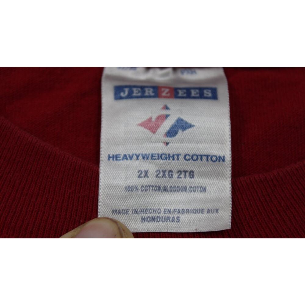 Jerzees Basketball T-Shirt Heavyweight Mens 2XL Red Crew Neck Short Sleeve - Picture 8 of 9